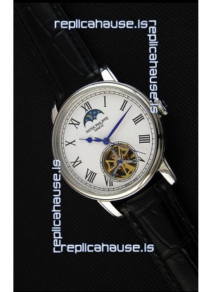 Patek Philippe Japanese MoonPhase Tourbillon Replica Watch White Dial