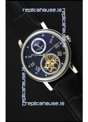 Patek Philippe Japanese MoonPhase Tourbillon Replica Watch Black Dial