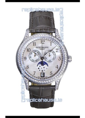 Patek Philippe Complications 4948G Annual Calendar Moonphase Pearl Dial White Gold Swiss Replica 