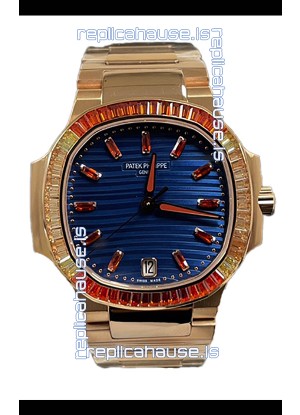 Patek Philippe Nautilus 7118R 35MM 1:1 Rose Gold Case Blue Dial 1:1 Mirror Replica Watch