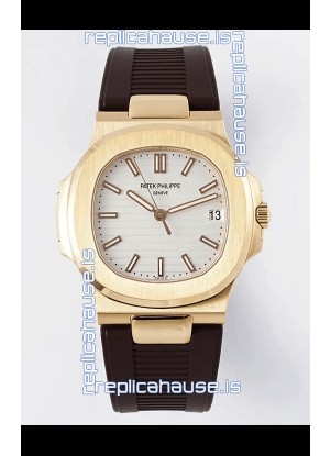 Patek Philippe Nautilus 5711/1R-001 1:1 Mirror Replica in 904L Steel Rose Gold White Dial