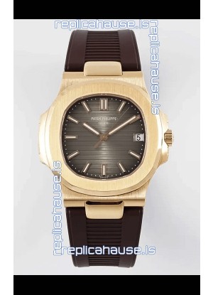 Patek Philippe Nautilus 5711/1R-001 1:1 Mirror Replica in 904L Steel Rose Gold Brown Dial