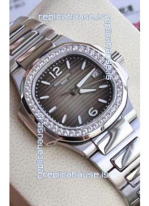 Patek Philippe Nautilus 7010/1G-012 32MM 1:1 Mirror Replica - Genuine Diamonds on Bezel 