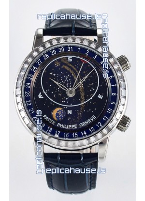 Patek Philippe 6104 Grand Complications Superclone Watch in Stainless Steel - Diamonds Bezel 