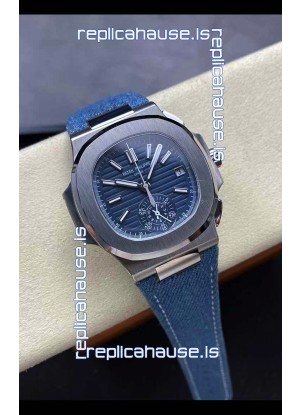 Patek Philippe Nautilus 5980/60G-001 904L Steel Case in Blue Dial Fabric Strap - 1:1 Mirror Replica