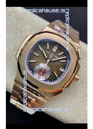 Patek Philippe Nautilus 5980/R Chronograph Rose Gold on 904L Steel Case in Brown Dial - 1:1 Mirror Replica