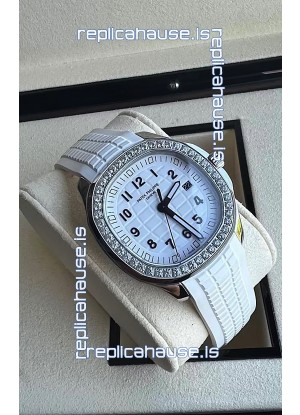 Patek Philippe Aquanaut 5267 Swiss Replica White Dial in Stainless Steel Diamonds Bezel 38.5MM