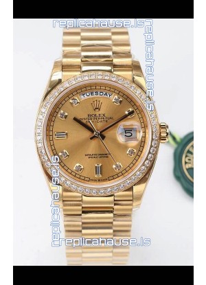 Rolex Day Date Presidential 18K Yellow Gold Watch 36MM - Gold Dial 1:1 Mirror Quality