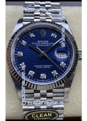 Rolex Datejust Cal.3235 Movement 1:1 Mirror Replica 904L Steel 36MM - Blue Fluted Motif Dial