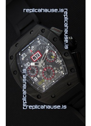 Richard Mille RM011-FM Felipe Massa One Piece Black Forged Carbon Case Watch in Black Strap