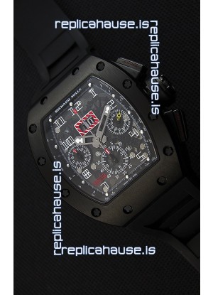 Richard Mille RM011-FM Felipe Massa Black Ceramic Case Watch in Black Strap