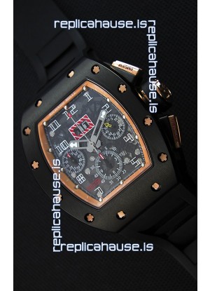 Richard Mille RM011-FM Felipe Massa Black Ceramic Case Watch in Black Strap