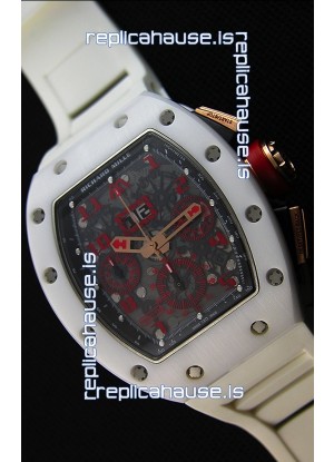 Richard Mille RM011-FM Felipe Massa White Ceramic Case Watch in White Strap