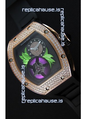 Richard Mille 19-02 Tourbillon Fleur Swiss Replica Watch in Pink Gold 