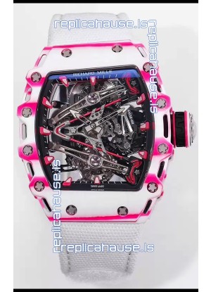 Richard Mille RM38-02 White/Pink Carbon Bubba Watson White Nylon Tourbillon Movement 1:1 Mirror Replica