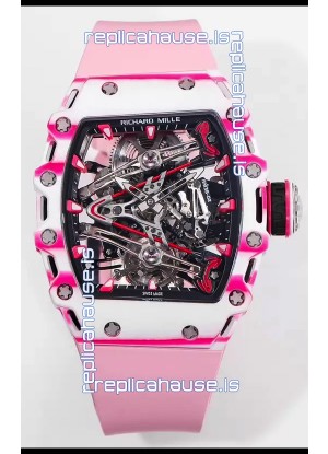 Richard Mille RM38-02 White/Pink Carbon Bubba Watson Pink Rubber Tourbillon Movement 1:1 Mirror Replica