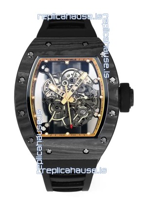 Richard Mille RM055 Black Carbon Casing Black Rubber 1:1 Superclone Genuine Tourbillon Watch 