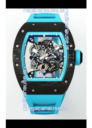 Richard Mille RM055 Black Carbon Casing Blue Rims 1:1 Superclone Genuine Tourbillon Watch 