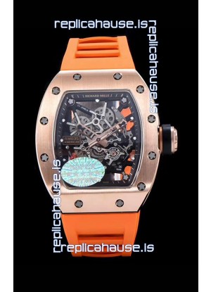 Richard Mille RM035 AMERICAS 18K Rose Gold Replica Watch in Orange Strap