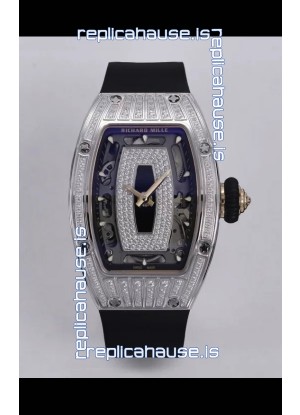 Richard Mille Super Clone RM07-01 Diamonds Paved 904L Steel Casing Automatic Replica Watch