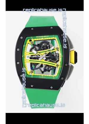 Richard Mille Super Clone RM61-01 Black Ceramic Green Strap Swiss Replica Watch