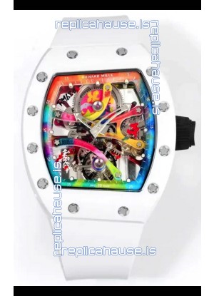 Richard Mille Super Clone RM68-01 White Ceramic Casing White Strap Tourbillon Swiss Replica
