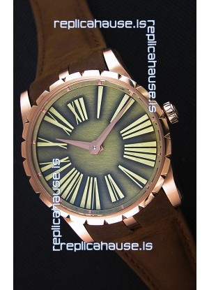 Roger Dubuis Excalibur Steel Case Green Dial Swiss Replica Watch