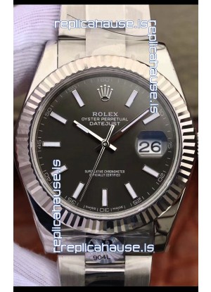 Rolex Datejust 41MM Cal.3135 Movement Swiss Replica Watch in 904L Steel Casing Grey Dial
