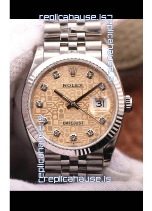 Rolex Datejust 36MM Cal.3135 Movement Swiss Replica Watch in 904L Steel Champange Computer Dial 