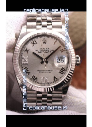 Rolex Datejust 36MM Cal.3135 Movement Swiss Replica Watch in 904L Steel Grey Dial 