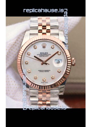 Rolex Datejust 41MM Cal.3135 Movement Swiss Replica Watch in 904L Steel Two Tone Pearl Dial