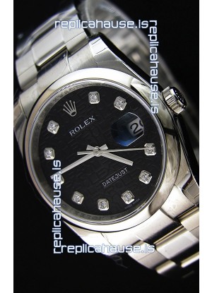 Rolex Datejust 36MM Cal.3135 Movement Swiss Replica Watch in Black Printed Dial