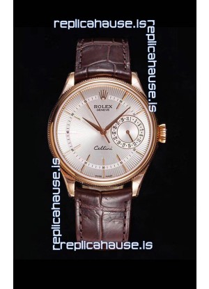 Rolex Cellini Date Ref#50515 Replica 1:1 Mirror Rose Gold 904L Steel Watch White Dial