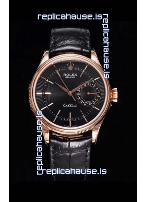 Rolex Cellini Date Ref#50515 Replica 1:1 Mirror Rose Gold 904L Steel Watch Brown Dial
