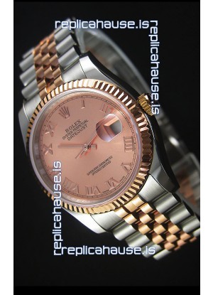 Rolex Datejust Replica Japanese Watch - Two Tone Rose Gold Plating with Champange Dial in 36MM Casing