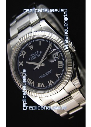 Rolex Datejust Japanese Replica Watch - Black Dial in 36MM with Oyster Strap