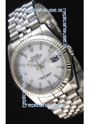 Rolex Datejust Japanese Replica Watch - White Dial in 36MM with Jubilee Strap