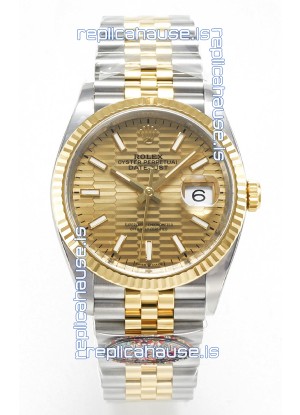Rolex Super Clone Datejust ETA 3235 Movement 36MM Two Tone Yellow Gold Swiss Fluted Dial