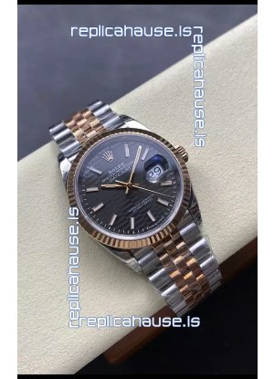 Rolex Super Clone Datejust ETA 3235 Movement 36MM Two Tone Yellow Gold Grey Fluted Dial Watch