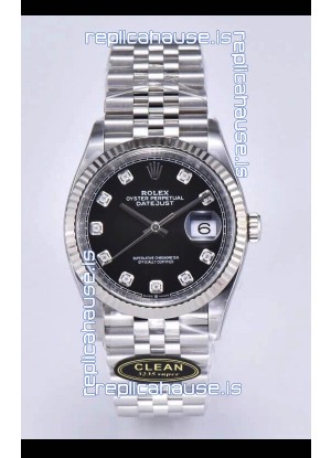 Rolex Datejust 126234 36MM Swiss Replica in 904L Steel in Black Dial 1:1 Mirror Replica