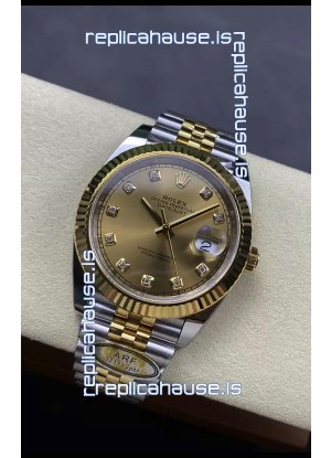 Rolex Datejust M126333 41MM ETA3235 72 Hours Power Gold Diamonds Dial 1:1 Mirror Replica Yellow Gold 904L Steel