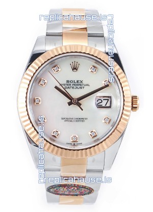 Rolex Datejust M126333 41MM ETA3235 72 Hours Power Pearl Dial Oyster 1:1 Mirror Replica Rose Gold 904L Steel