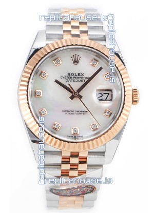 Rolex Datejust M126333 41MM ETA3235 72 Hours Power Pearl Dial Jubilee 1:1 Mirror Replica Rose Gold 904L Steel