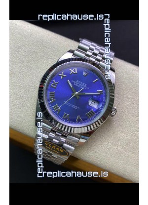 Rolex Datejust 41MM Swiss Replica in 904L Steel in Blue Dial - 1:1 Mirror Replica