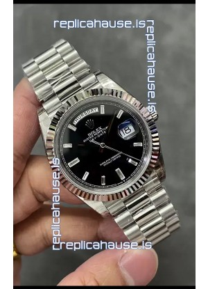 Rolex Day Date Presidential Stainless Steel Black Dial Watch 40MM - 1:1 Mirror Quality