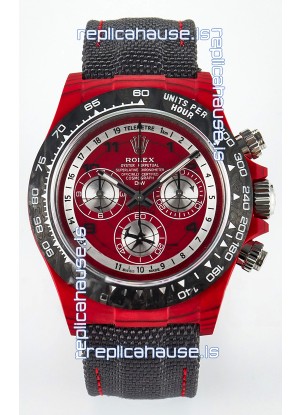 Rolex Daytona Edition Watch in Red Dial Red Carbon Casing 1:1 Mirror Replica