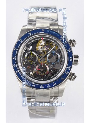 Rolex Daytona Super Clone Artisans De Geneve Stainless Steel Watch Blue Bezel Skeleton Watch 