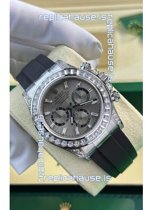 Rolex Daytona Super Clone White Gold Casing Steel Dial Cal.4131 Movement Watch Custom Sapphires Bezel