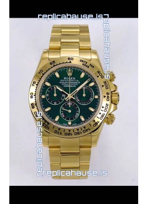 Rolex Daytona John Mayer Super Clone 116508 Yellow Gold Green Dial Cal.4130 Movement Swiss Replica