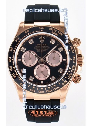 Rolex Cosmograph Daytona M126515 Rose Gold Black Diamonds Dial Original Cal.4131 Movement Watch 